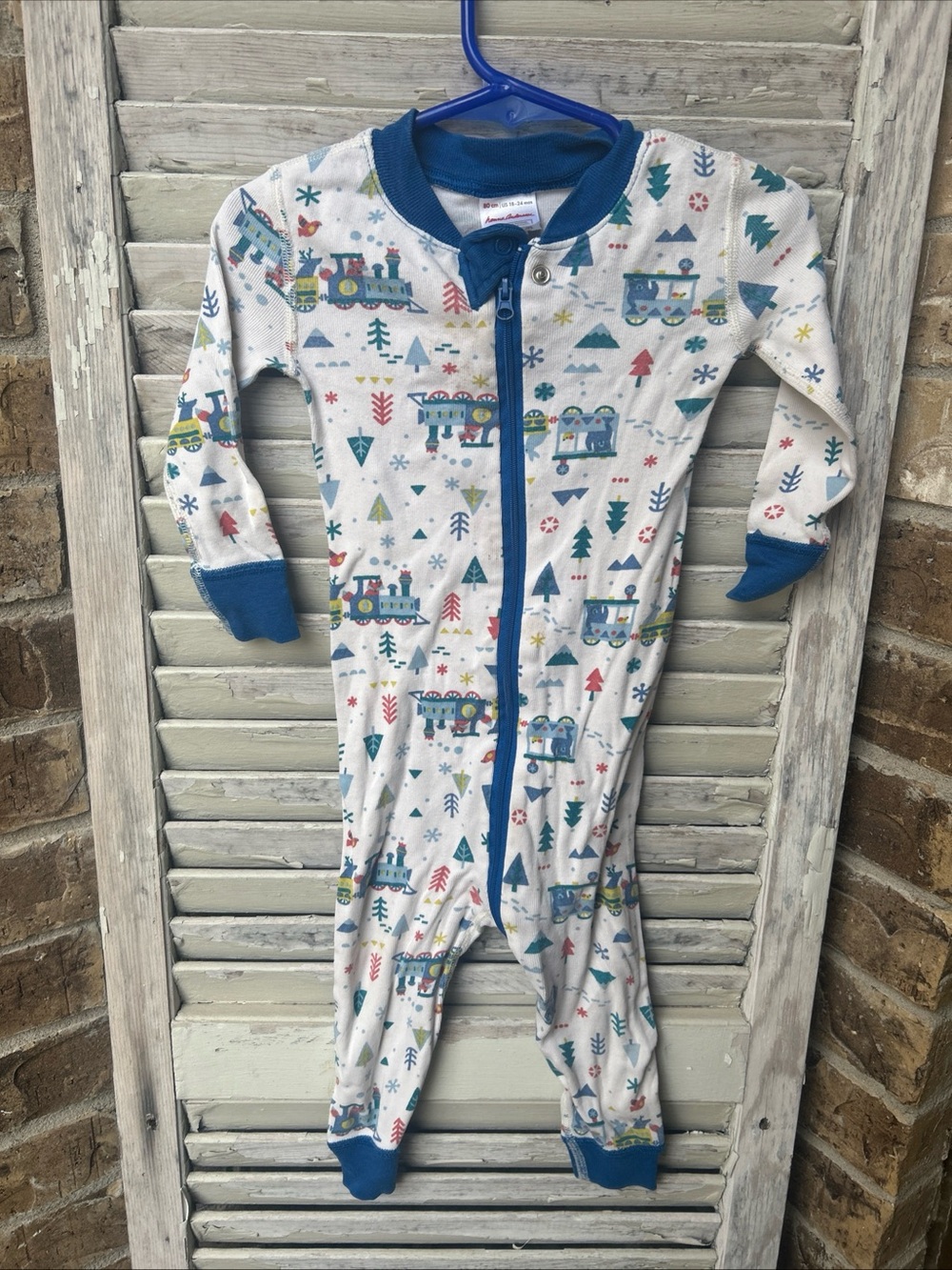 HANNA ANDERSSON  ORGANIC COTTON ANIMAL TRAIN  PAJAMAS  80  18 -24  Months.